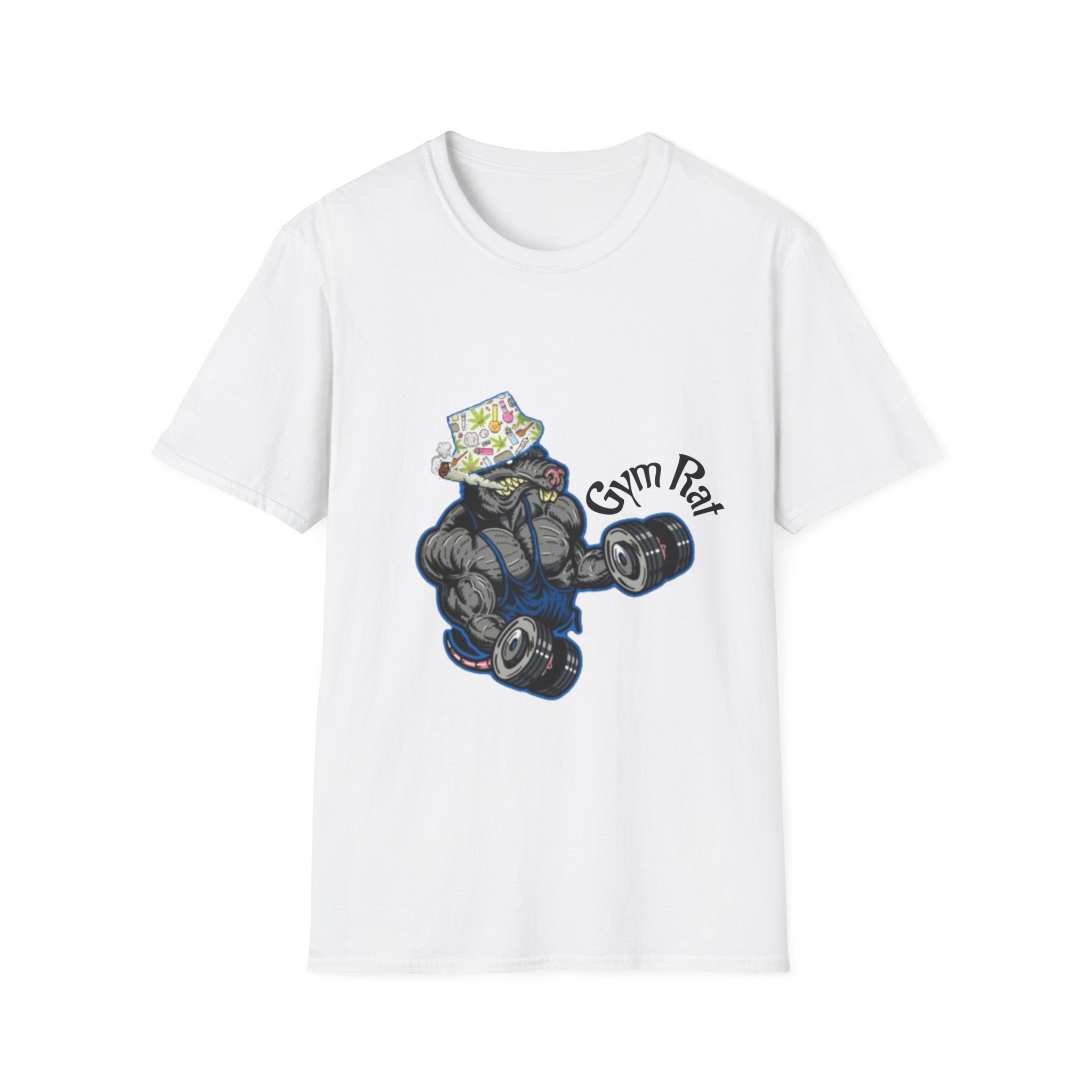 Gym Rat T‑Shirt – 'Gym Rat Essentials' Muscle Rat Lifting Dumbbells Tee