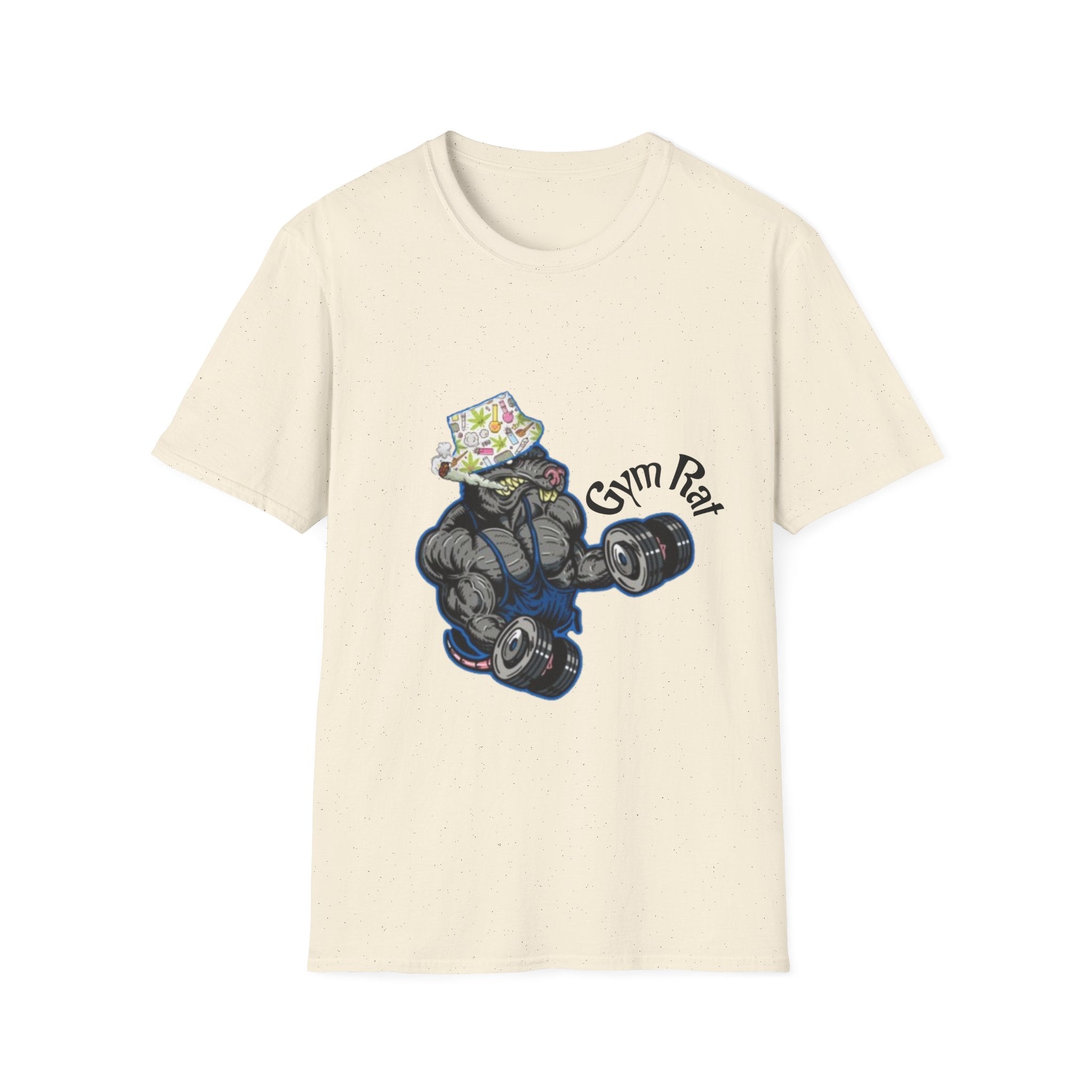 Gym Rat T‑Shirt – 'Gym Rat Essentials' Muscle Rat Lifting Dumbbells Tee