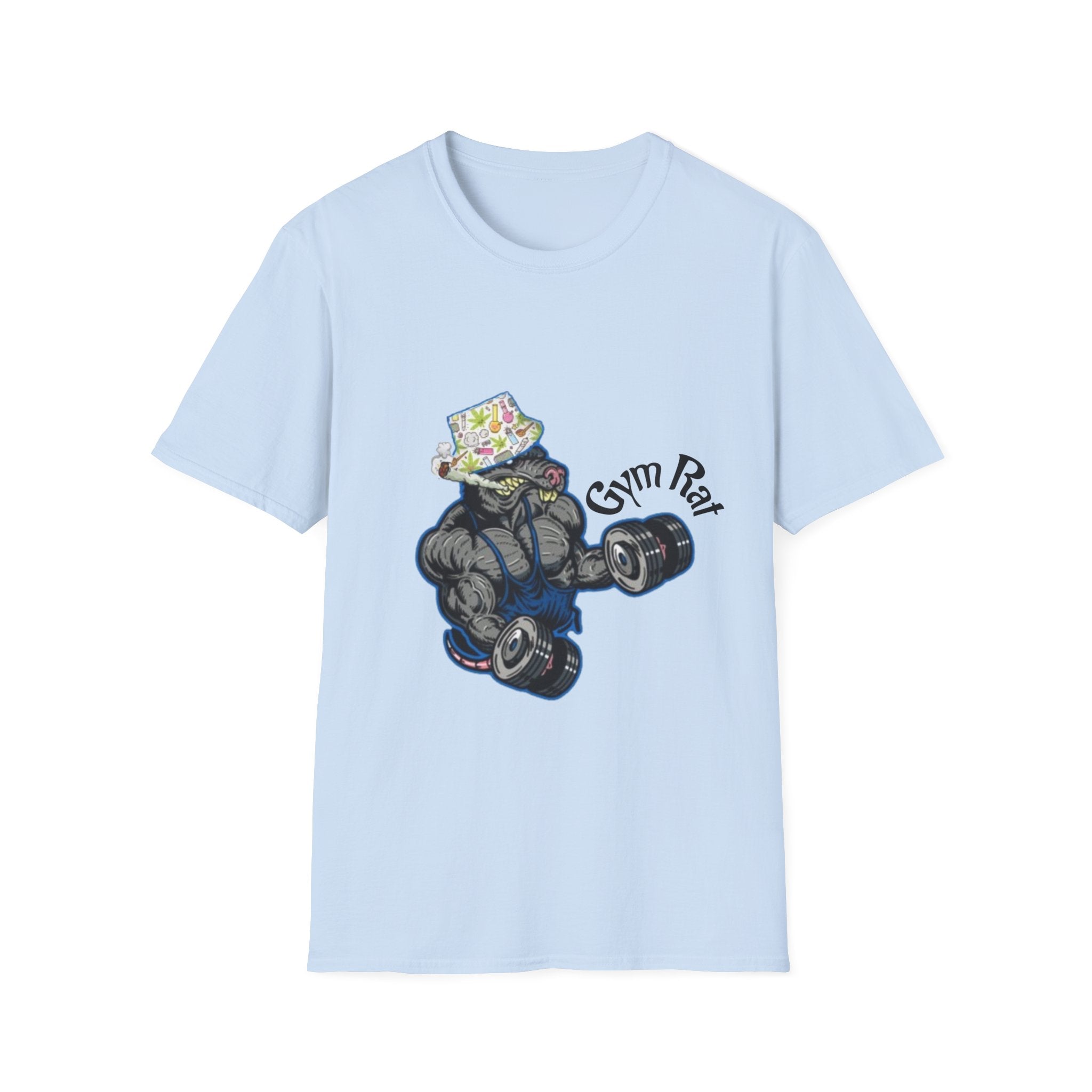 Gym Rat T‑Shirt – 'Gym Rat Essentials' Muscle Rat Lifting Dumbbells Tee