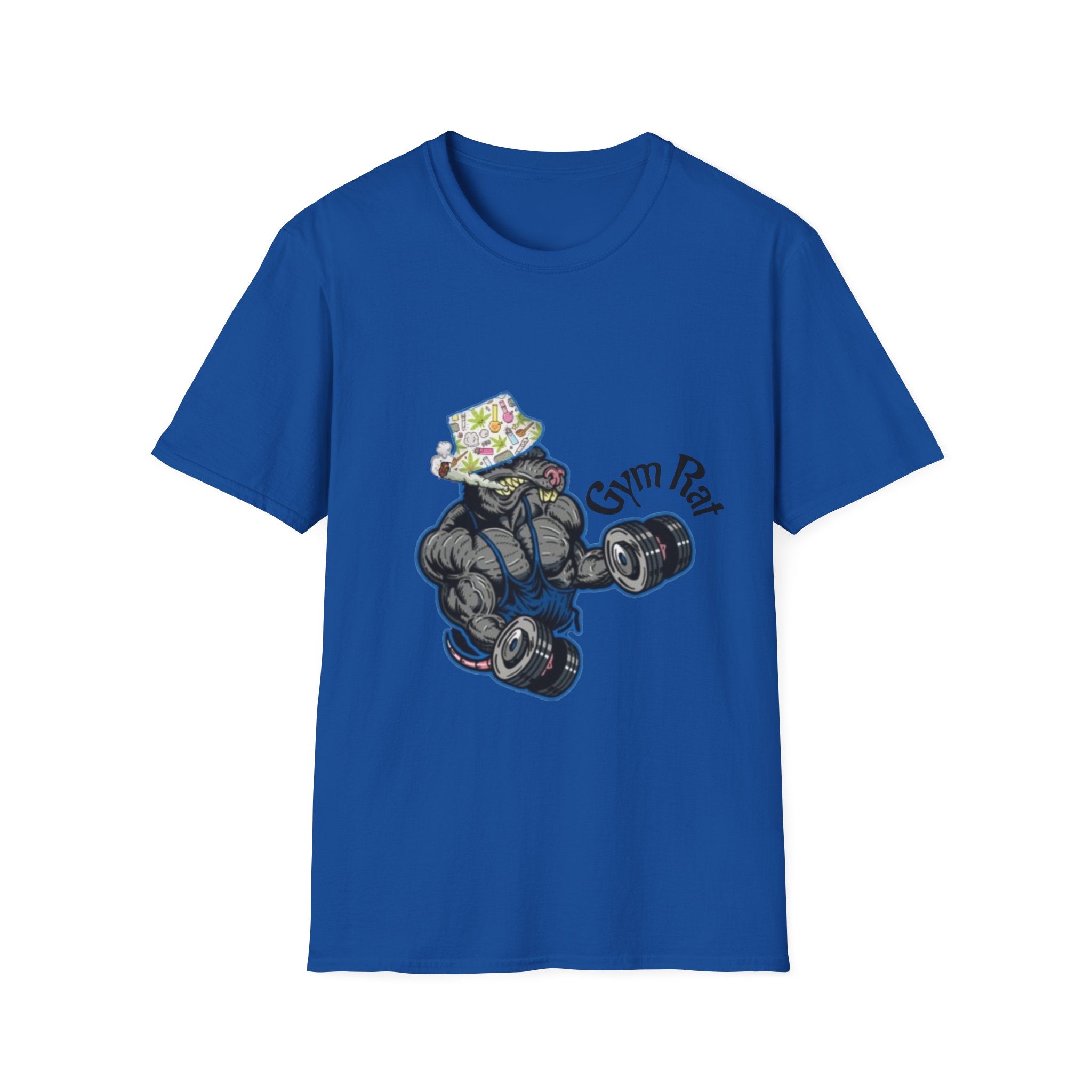 Gym Rat T‑Shirt – 'Gym Rat Essentials' Muscle Rat Lifting Dumbbells Tee